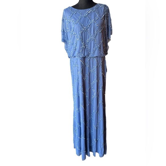 Adrianna Papell French blue beaded blouson gown formal mother of  bride NWT  14W - Picture 4 of 9